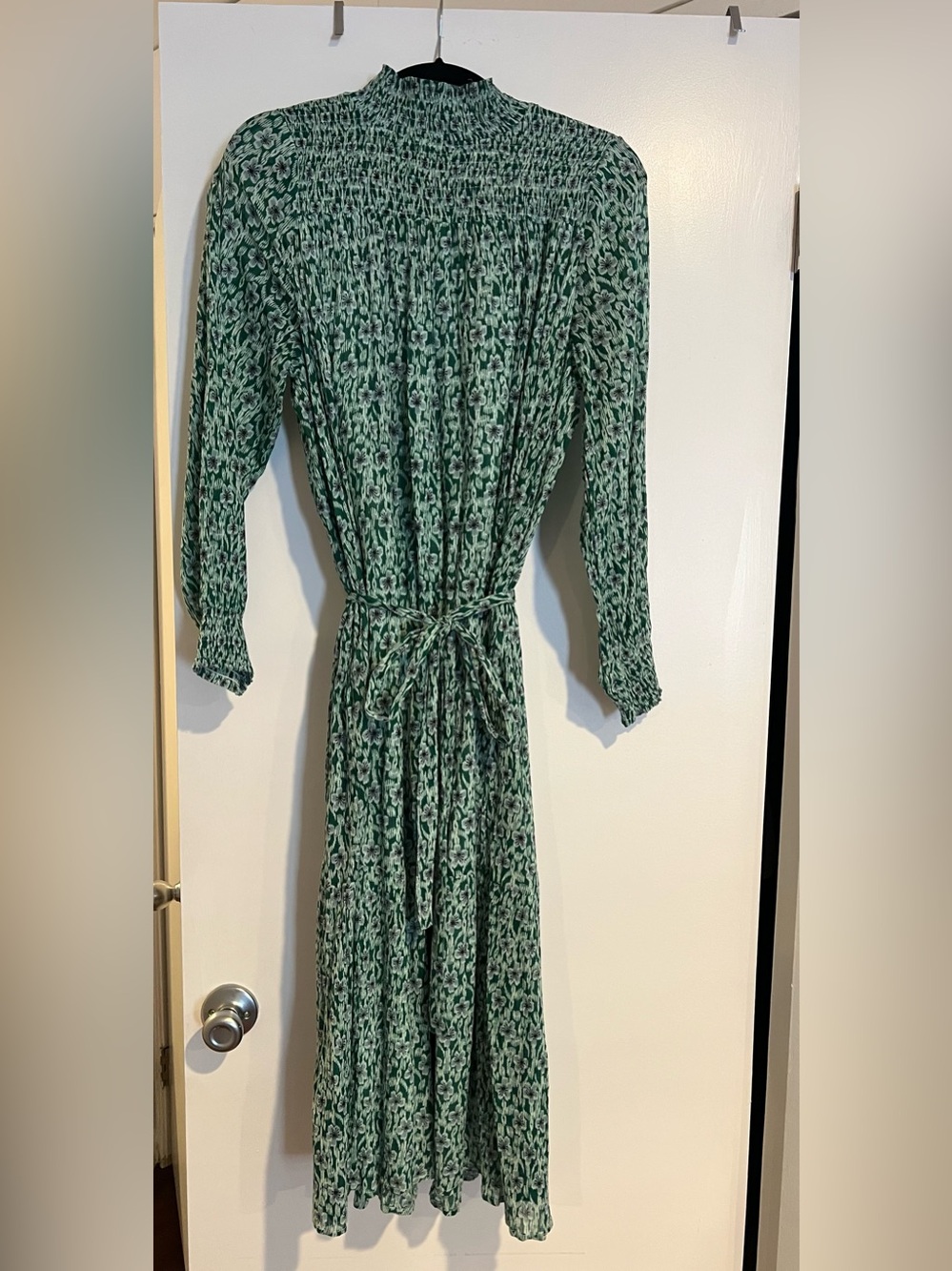 Olivia James Green with purple Floral Long Sleeve Maxi Dress - Women's